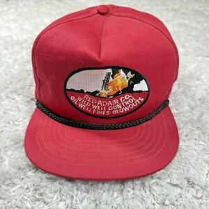 Vintage Red Adair Co Hat Cap Strap Back Wild Well Control Mens 80s Diamond USA